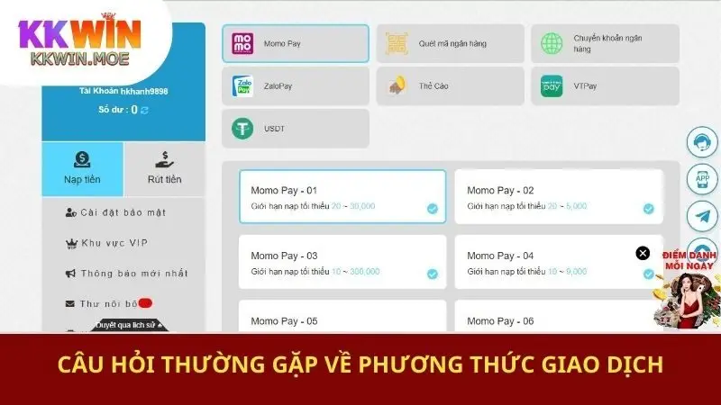 Câu hỏi thường gặp đối với các kênh giao dịch