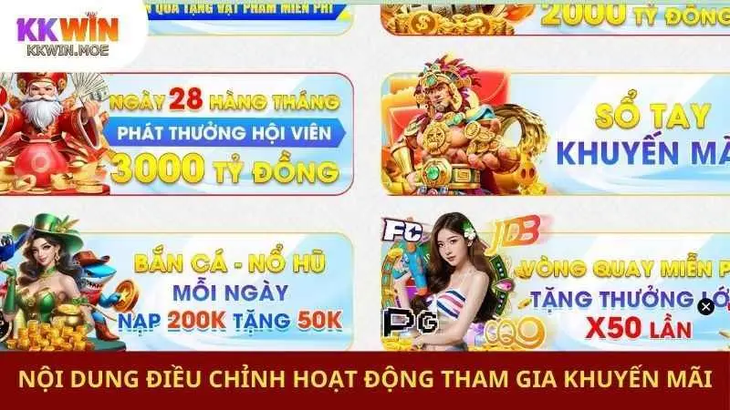 Nội dung điều chỉnh hoạt động tham gia khuyến mãi