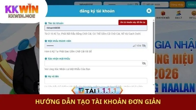 Quy trình lập tài khoản thành công