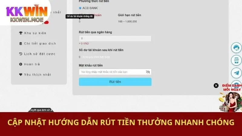 Cập nhật hướng dẫn rút tiền thưởng nhanh chóng