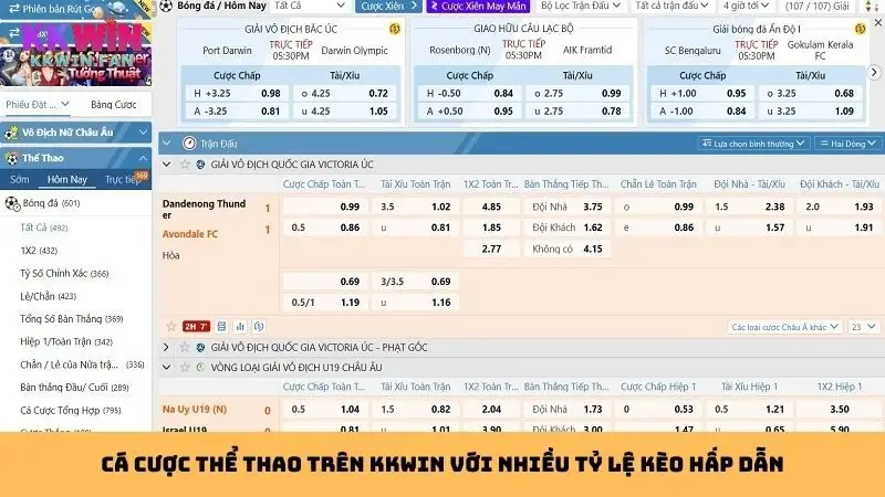 Sảnh thể thao cung cấp đầy đủ trận đấu với tỷ lệ kèo hấp dẫn