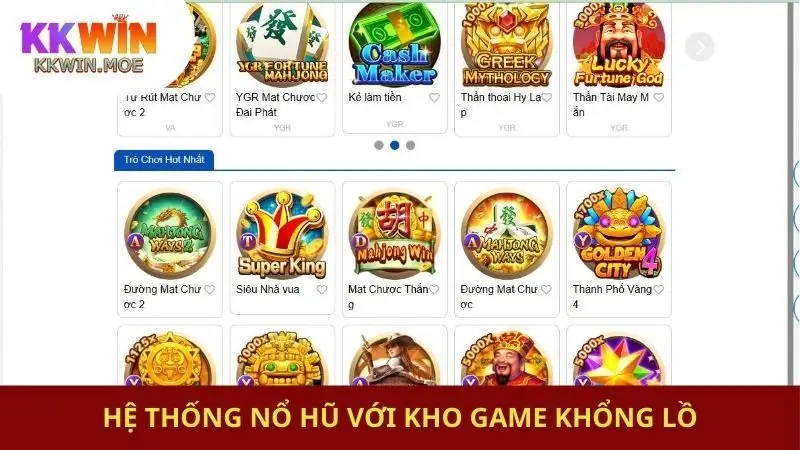 Hệ thống nổ hũ với kho game khổng lồ